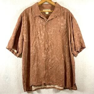 Island Republic Men 100% Silk Floral Button Shirt Sz XXL Coral Tropical‎ Resort